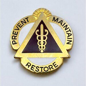 US Army Pin Fort Riley Dental Activity Unit Crest Vintage DENTAC DUI Prevent
